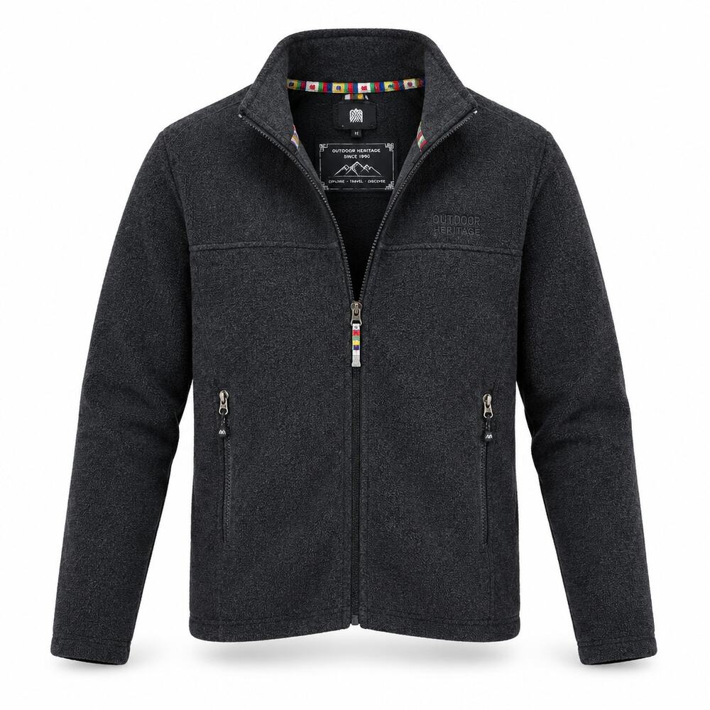 Sherpa Adventure Gear Namgyal Jacket Mens M Black Wool Blend Fleece Lined SM414